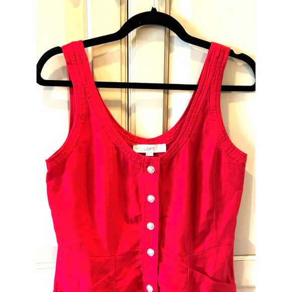 Loft Linen Blend Red Tank Dress - Size - Picture 4 of 6